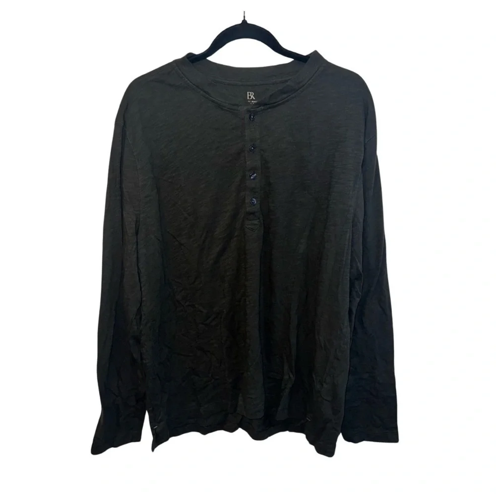 Banana Republic Men’s XL Soft Wash Henley in Olive Green - 100% Organic Cotton